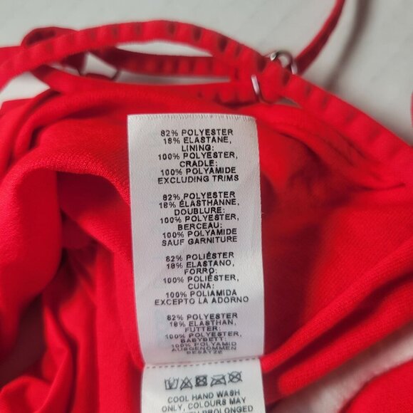ASOS Design Women Red Underwire Adjustable Swimwear Bikini Top Size 10 A/B - Picture 5 of 7